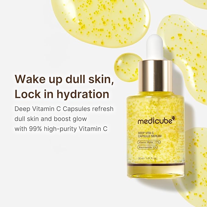 medicube Deep Vitamin C Capsule Serum | Hydrating Vitamin C Serum for Dull & Uneven-Looking Skin with Visible Concerns | Liposome Capsules for Smooth, Radiant Texture | Korean Skincare 1.01 fl.oz