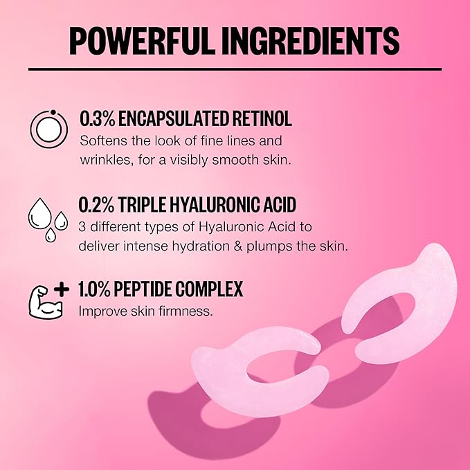PEACE OUT Retinol Eye Lift Patches, 360° Biocellulose Eye Mask with Encapsulated Retinol & Peptides, Firming and Smoothing Eye Patches for Fine Lines, Wrinkles, 5 Pairs