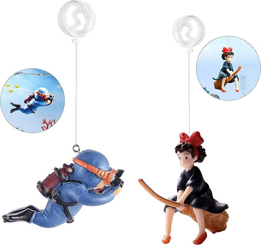 Floating Fish Tank Decorations, Aquarium Decorations Fish Tank Accessories, Suitable for All Kinds of Fish Tanks Scene Layout (Lovely Diver and Little Fairy)