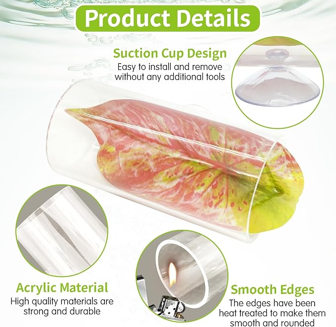 Hamiledyi 5 PCS Betta Hammock & Tunnel Set Acrylic Tube Tunnel with Suction Cup Soft Leaf Aquarium Decor Betta Fish Tank Accessories for Small Fish Shrimp Guppy Resting Hiding