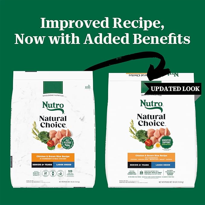 Nutro Natural Choice Large Breed Senior Dog Food, Chicken & Brown Rice Recipe, 30 lb. Bag