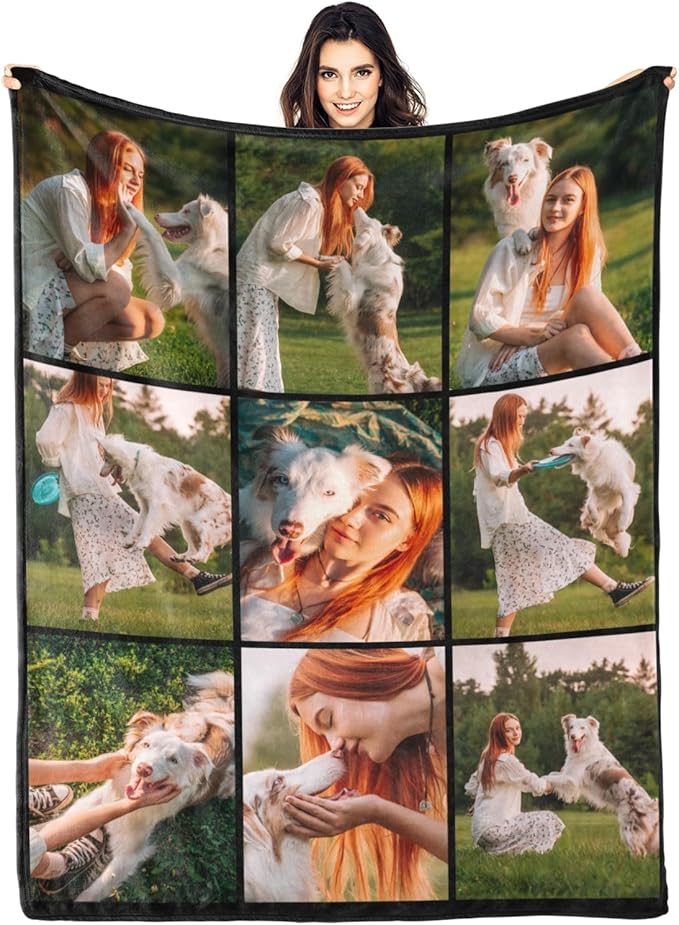 Artsadd Blankets with Pictures Customized, Dog Photos Personalized Blanket Custom Pet Loss Blanket for Mom Dad Friends