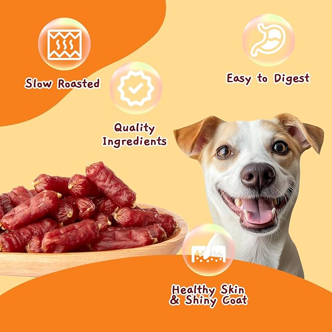 Jungle Calling Soft Duck Sausage Dog Treats, Grain-Free Single Ingredient Tender Duck Jerky, Easy to Chew Training Treats for Small & Medium Dogs, 10.6 oz