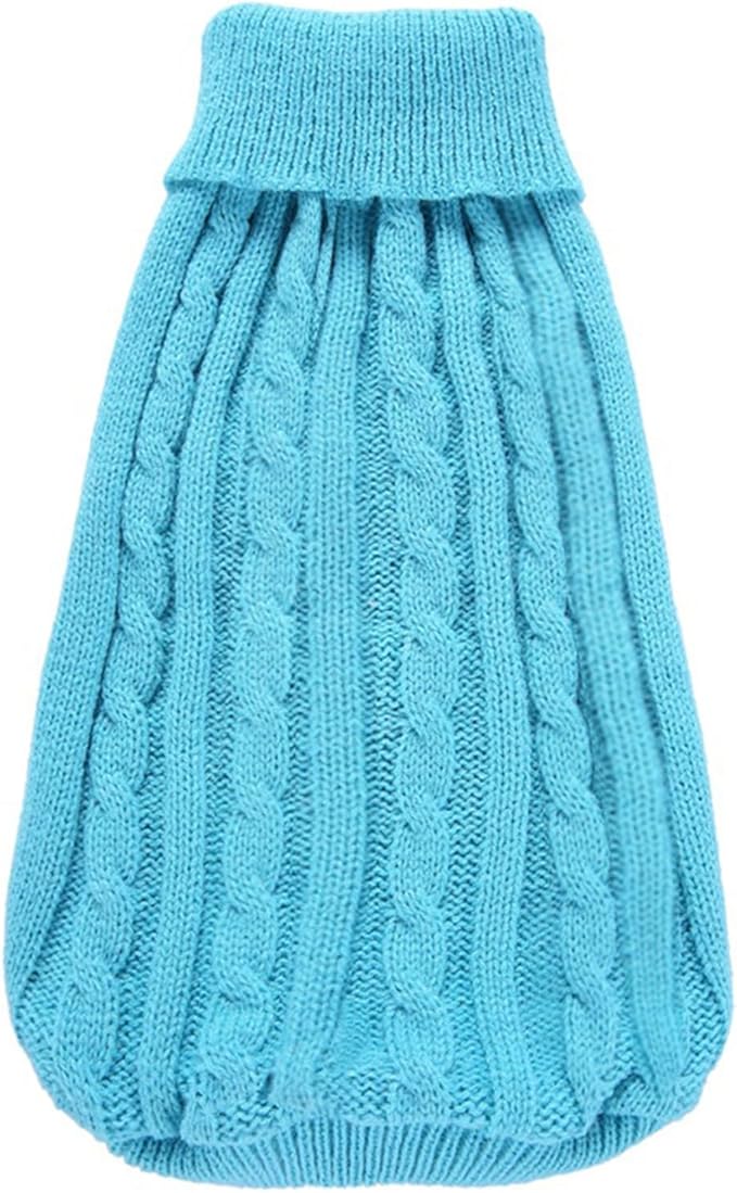 CHBORCHICEN Small Dog Sweaters Knitted Pet Cat Warm Dog Sweatshirt Winter Clothes Kitten Puppy Sweater (Large,Sky Blue)