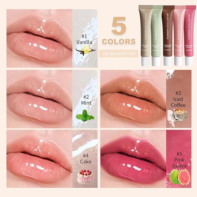 3 color Summer Exclusive Lip Balm Butter,Tinted Lip Balm,Nourishing Lip Gloss with Natural Ingredients for Women and Girls,Soothes & Softens Dry Lips,Lip Care Gift Set for Birthday Christmas.