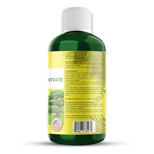 Organic Premium Seaweed Fertilizer for All Bonsai - Liquid Kelp Plant Food - Nutrient-Rich Liquid Plant Food & Soil Enhancer for Growth Control (8 OZ)