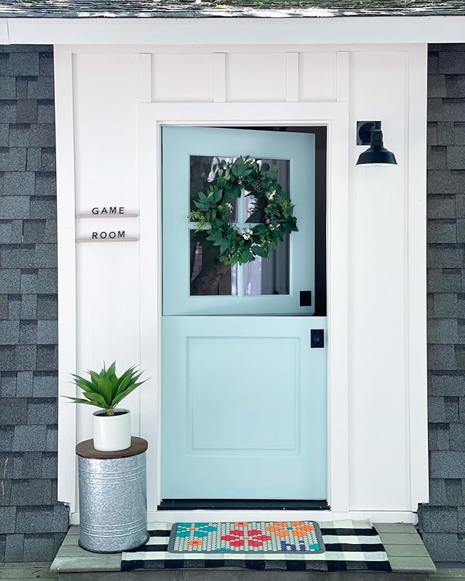 Steel Lighting Co. | Dusk to Dawn | Hawthorne Barn Light | Outdoor Wall Mounted | 8 in Dome | 6 in Straight Arm| Small Farmhouse Light Made in America | White Exterior/White Interior