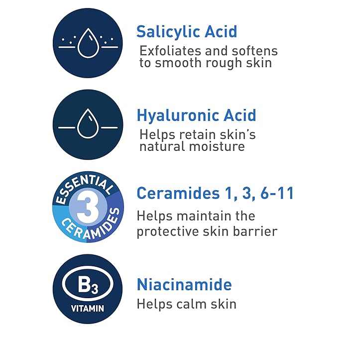 CeraVe Renewing Salicylic Acid Cleanser, Formulated With Hyaluronic Acid, Niacinamide, & Ceramides, Gentle BHA Exfoliating Face Wash Smooths & Softens Skin, Non Comedogenic & Fragrance Free, 8 Ounce