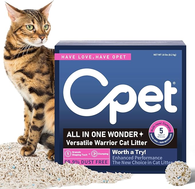OPET Mixed Tofu Cat Litter - 18lb Strong Clumping Litter, Mixed Tofu and Bentonite, 99.9% Dust Free and Flushable Cat Litter, Natural Sustainable Ingredients Odor Control, Low Tracking（18lb, Fresh）