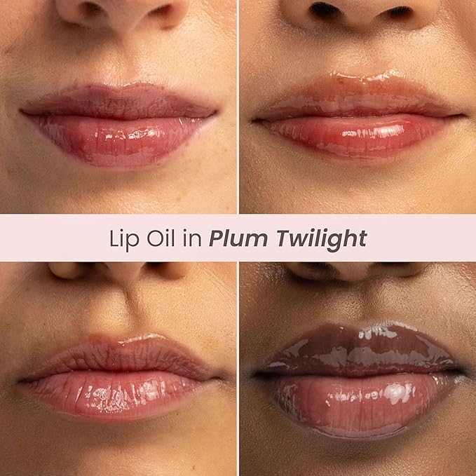 Burt's Bees Lip Oil Plum Twilight, Instant Hydration, Nourishes and Softens Lips, Sheer Wash of Color, High Shine Finish, Responsibly Sourced Jojoba Oil, Non Sticky, Wand Applicator, 0.15 Ounce