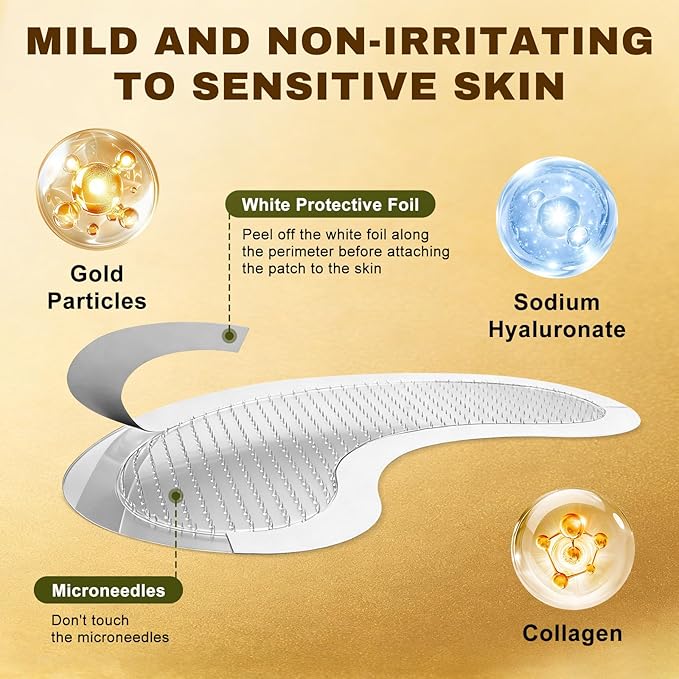 8 count PDRN Micro Eye Patches,Dark Circle,Under Eye Patches for Puffy Eyes,Ceramides, Serum-Infused Eye Patches with Hyaluronic Acid & Collagen,Gentle Skin-Friendly