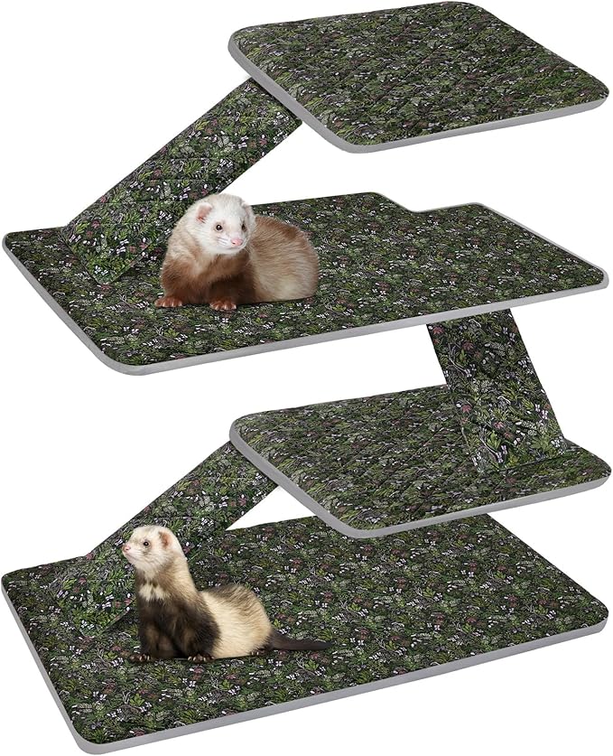 Bienbee Ferret Cage Liner Set, Waterproof Ferrets Cage Accessories for Small Animals Rats Chinchillas Hedgehogs Ferrets(Deep Green, Double Unit Combo)
