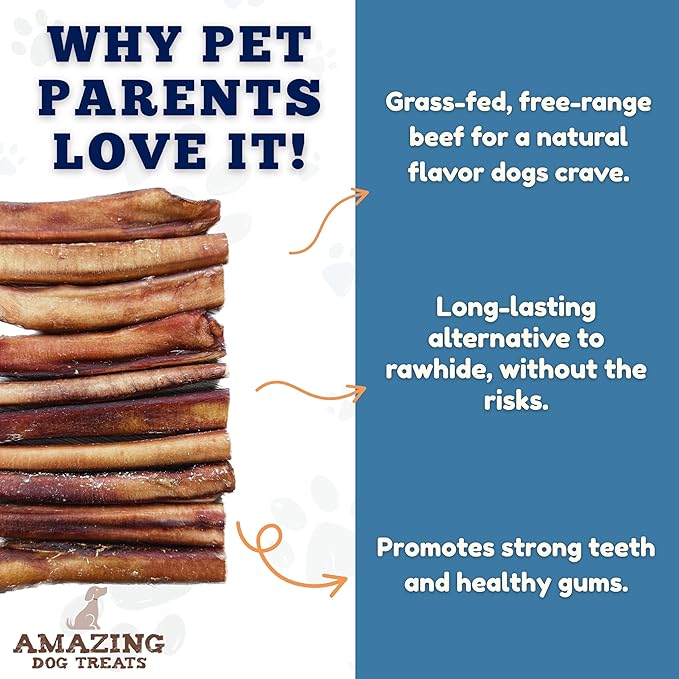 Amazing Dog Treats Bully Sticks 6 Inch [Extra Thick - 25 Pcs/Pck] -NO Hide Bones for Dogs - Safe Chews for Dogs - Long Lasting Bully Sticks