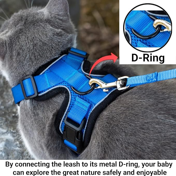 Mr. Peanut's PurrTrek Reflective Cat Harness with Matching Leash (Extra Small, Blue)