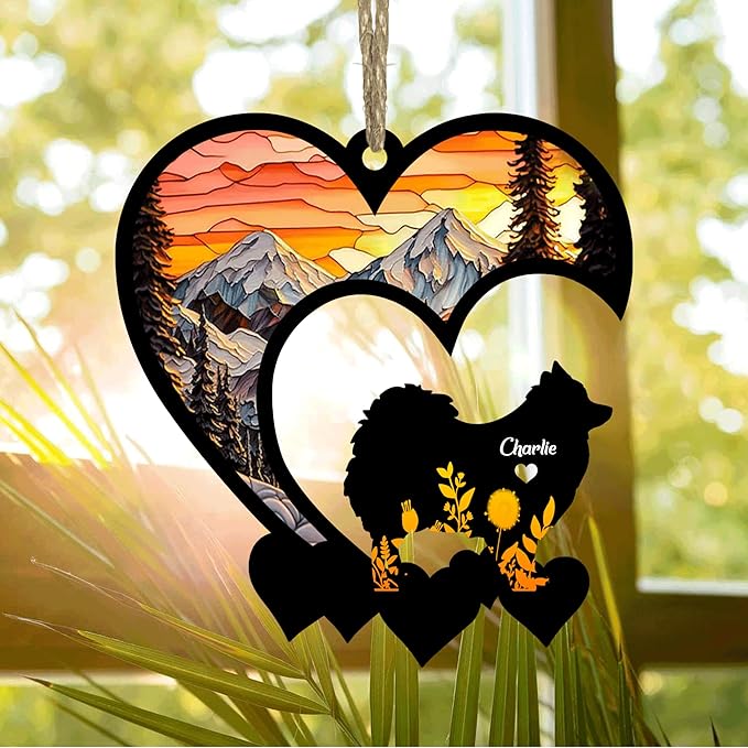 Lovely POD Pomeranian Suncatcher Ornaments, Personalized Pomeranian Memorial with Name, Dogs Loss Ornaments, Dog Remembrance Gift, Dog Memory Ornament, Loss of Dogs Sympathy Gifts