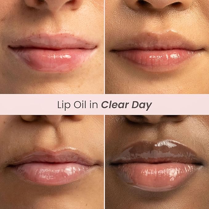 Burt's Bees Lip Oil Clear Day, Instant Hydration, Nourishes and Softens Lips, Tint Free, High Shine Finish, Responsibly Sourced Jojoba Oil, Non Sticky, Wand Applicator, 0.15 Ounce
