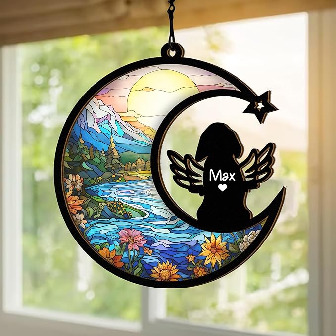 Chillever Cavalier King Charles Spaniel Memorial Suncatcher – Personalized Dog Remembrance Keepsake, Pet Loss Gift