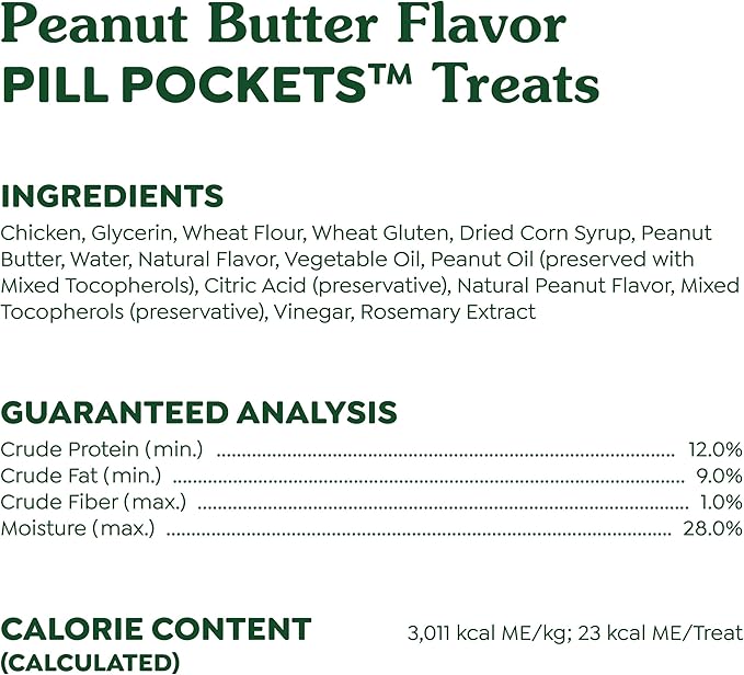Greenies Pill Pockets for Dogs, Large Size Soft Dog Treats, Peanut Butter Flavor, 7.9 oz. Pouch