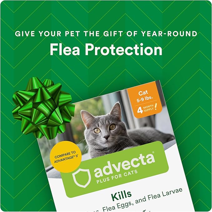 Advecta Plus Topical Flea Treatment for Cats and Kittens, Flea Prevention and Control, Small & Large, Fast-Acting Waterproof Drops, 2-Month Supply
