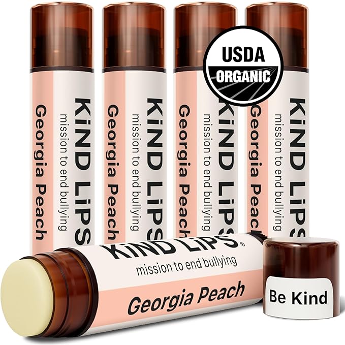 Kind Lips Georgia Peach Organic Lip Balm Natural Moisturizing Lip Care 5 Pack