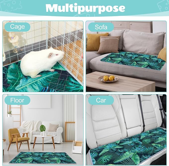 2 Pack Guinea Pig Bedding, Washable Guinea Pig Cage Liner Reusable Guinea Pig Mat Waterproof Guinea Pig Bedding for Cage, Super Absorbant Guinea Pig Pee Pads for Small Animals Hamster Rabbit Squirrel