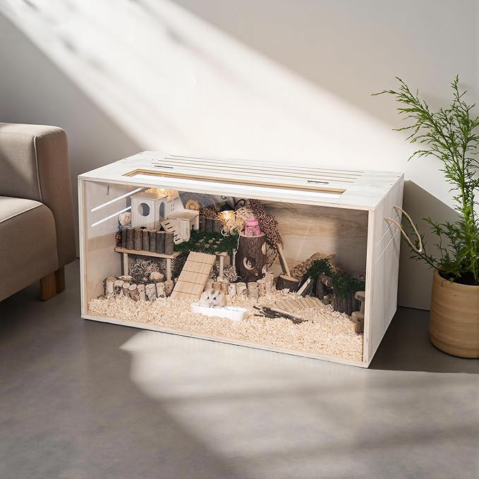 Pine Small Animals Houses&Habitats Chewproof, 32" Pine Guinea Pig Cage Hamster Cage for Small Animals (32" Medium, Normal)