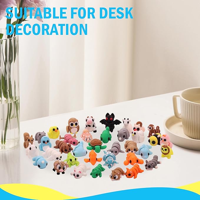 37PCS Animals Figures, Mini 3D Printed Animals Fidget Toys for Halloween, Fun Party Favors for Kids, Unique Birthday Gift, Classroom Rewards, 3D Printed Desk Pets Articulated Toy