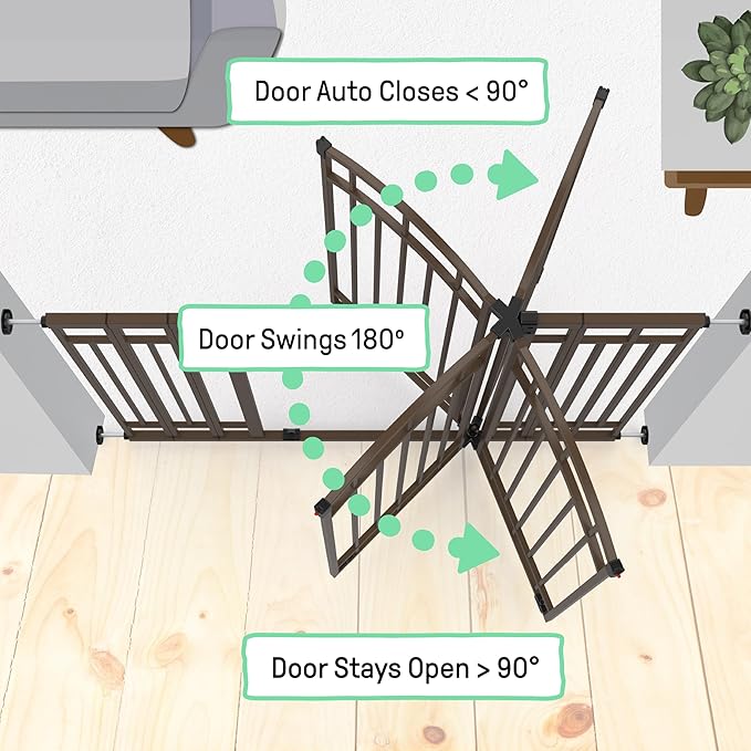 Ingenuity Decorative Extra Tall Baby Gate & Dog Gate, 28.5"-48" Wide, 36" Tall, Hardware or Pressure Mounted, Install on Top or Bottom of Stairs, Banister, or Doorway - Bronze