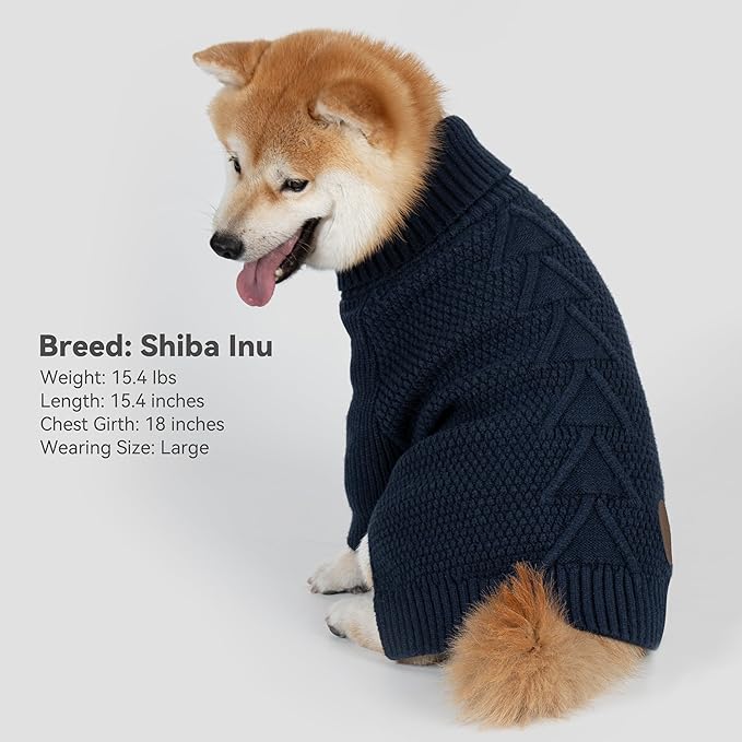 cyeollo 4XL Dog Sweater, Stretchable & Cozy Warm Dog Sweaters for Large Giant Dogs Boy, Pullover Knit Fall Winter Sweatshirt Big Dogs Clothes, Doberman Great Dane Apparel, Navy XXXXL
