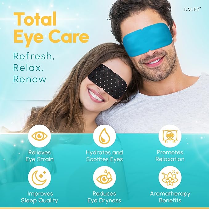 Heated Eye Steam Mask Dry Eyes Self Warm Compress Dark Circles Puffiness Set of Scent (Lavender, Chamomile, Green Tea, Mint, Mandarin Basilic, Unscented) Pack of 6 Masks for Women