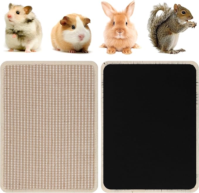 2Pcs Rabbit Scratching Pads, 16"x12" Natural Rabbit Scratch Mat for Claws and Teeth, Bunny Toys for Rabbits Indoor, Bunny Scratcher Pad for Bunnies Boredom