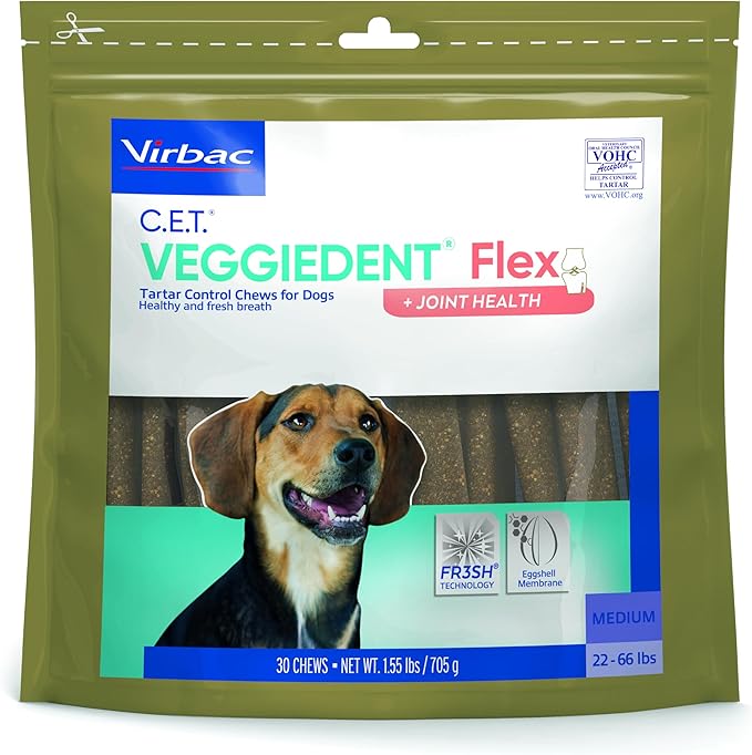 Virbac C.E.T. VEGGIEDENT Flex Tartar Control Chews for Dogs - Medium