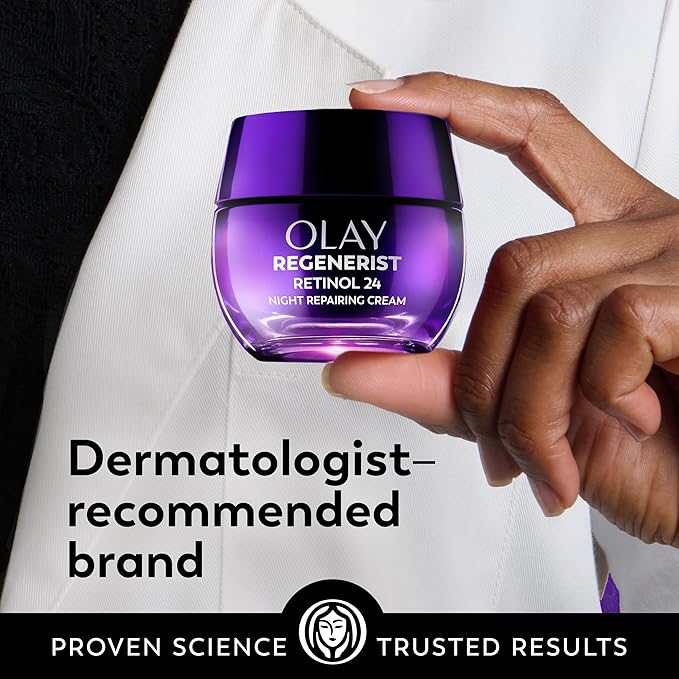 Olay Retinol Night Cream for Women, Anti-Aging Face Moisturizer, Fragrance-Free, Non Greasy - Anti-Wrinkle, Smooth Fine Lines, Hydrating Skin Care - Triple Collagen Cream, Peptide, Niacinamide, 1.7oz