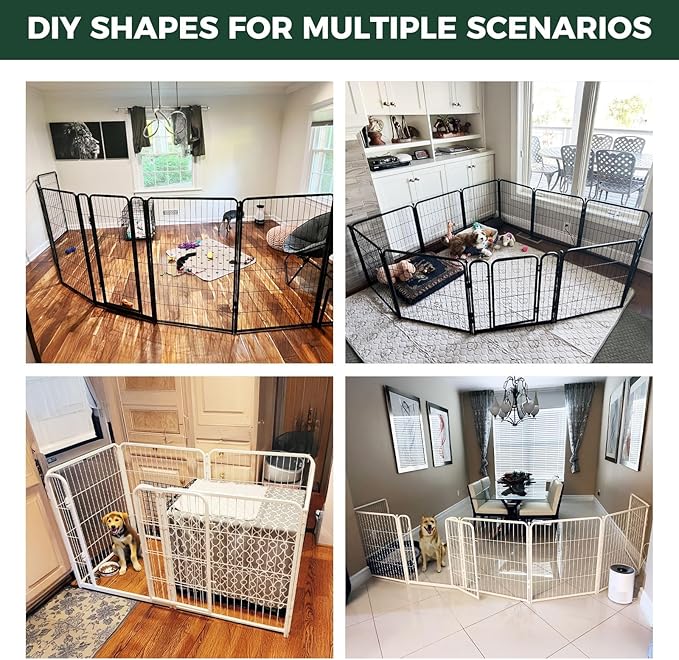 FXW Homeplus Unleashed Indoor Dog Playpen - Stress-Free and Safe Play, Heavy Duty 32 Inch 24 Panels Dog Pen for Small and Medium Dogs, Black│Patented