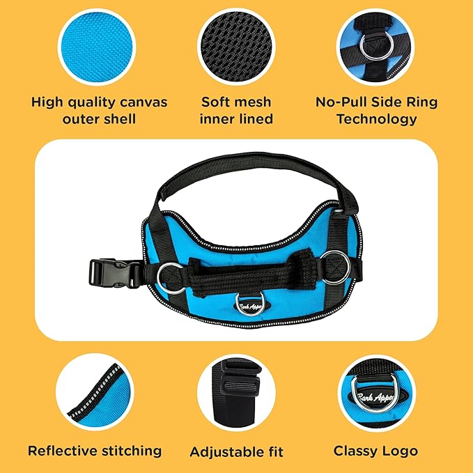 Bark Appeal Red Hibiscus No-Pull Dog Harness for Small to Medium Sized Pets – Adjustable, Reflective Vest with 3 Leash Clips for Added Control, Easy Walks & Training – Medium