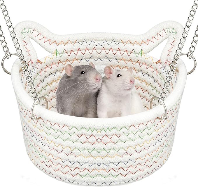JWShang X-Large Small Animal Hammock - Chew Proof, Hanging Rat Bed Basket, Durable Cage Accessory With Sturdy Chains, Snuggling Sleeping Nest for Small Animals, Sugar Glider