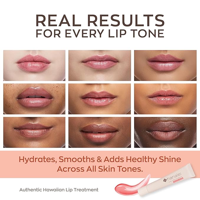 Hanalei Lip Treatment for Dry, Chapped Lips – Intensive Overnight Moisturizer with Kukui Oil, Shea Butter & Grapeseed Oil – Hydrating Balm for Healing Cracks – Peach Pink Tint, 15g – Cruelty-Free