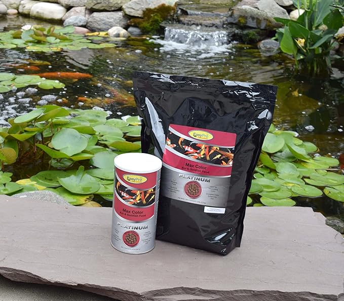 EasyPro Pond Products Platinum Koi and Goldfish Food PC1 Max Color Floating Pellets | Spirulina Enriched Formula for Vibrant Color Support | 5.0 mm Pellet Size | 20 oz Canister