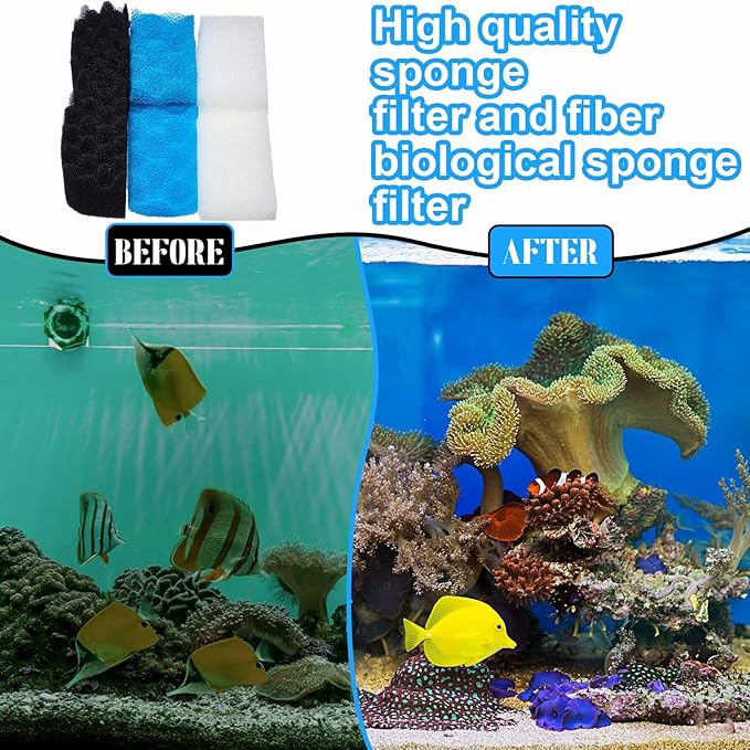 18 Pcs Filters Media Set Compatible with Fluval 106/107 Foam Aquarium Filters, Including Blue White Black Foam for Replacement Filter Media Kit