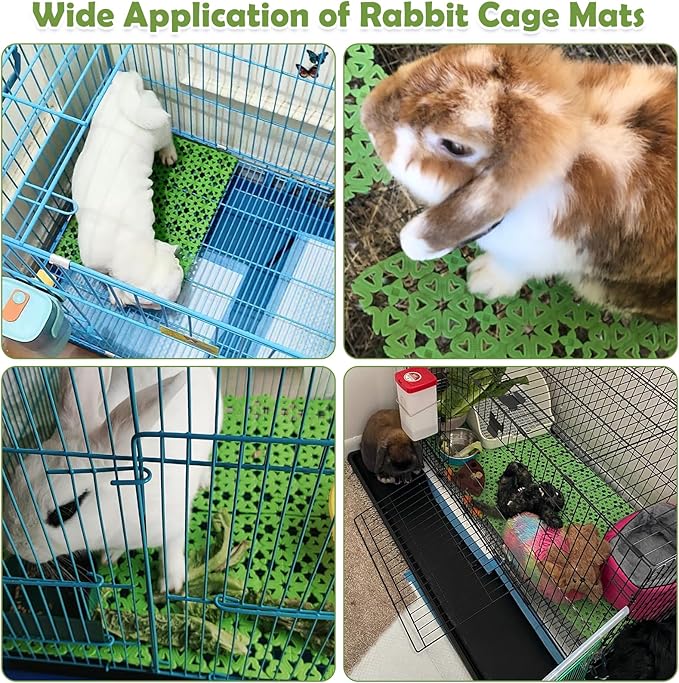 kathson 16PCS Rabbit Mat Plastic Cage Mat Floor Mats Bunny Hole Leak Water Pads for Pet Cats Dogs Hamster Rat Chinchilla Guinea Pig and Other Small Animals