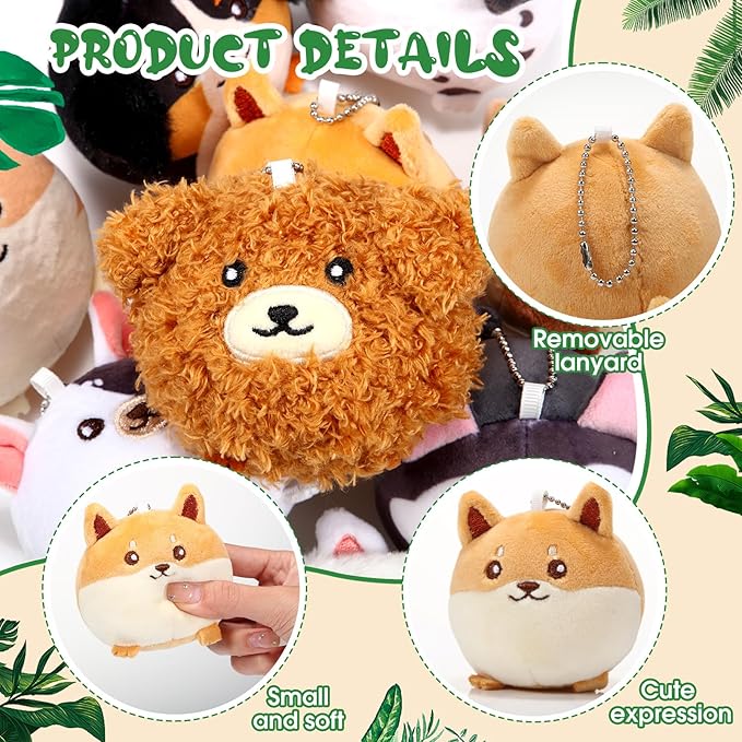 Libima 9 Pcs Mini Stuffed Animals Gifts 3.15 Inch Small Plush Keychains Cute Ornaments Bulk Toys for Baby Shower Birthday Party Gift Bags Fillers Valentines Easter Basket Stuffers(Puppy)