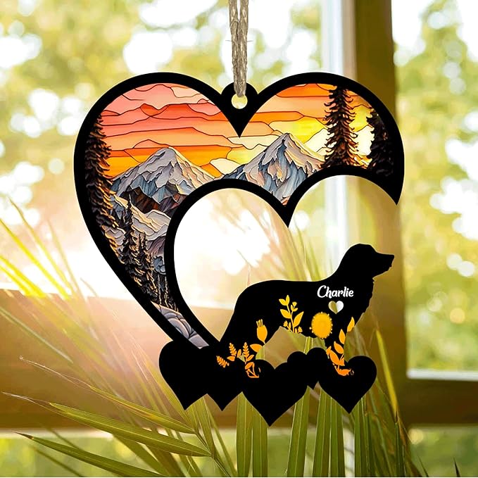 Lovely POD Nova Scotia Duck Tolling Retriever Suncatcher Ornaments, Personalized Toller Memorial with Name, Dogs Loss Ornaments, Dog Remembrance Gift, Loss of Dogs Sympathy Gifts