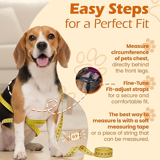 Bark Appeal Pink Plaid No-Pull Dog Harness for Extra Large Sized Pets – Adjustable, Reflective Vest with 3 Leash Clips for Added Control, Easy Walks & Training – XXL
