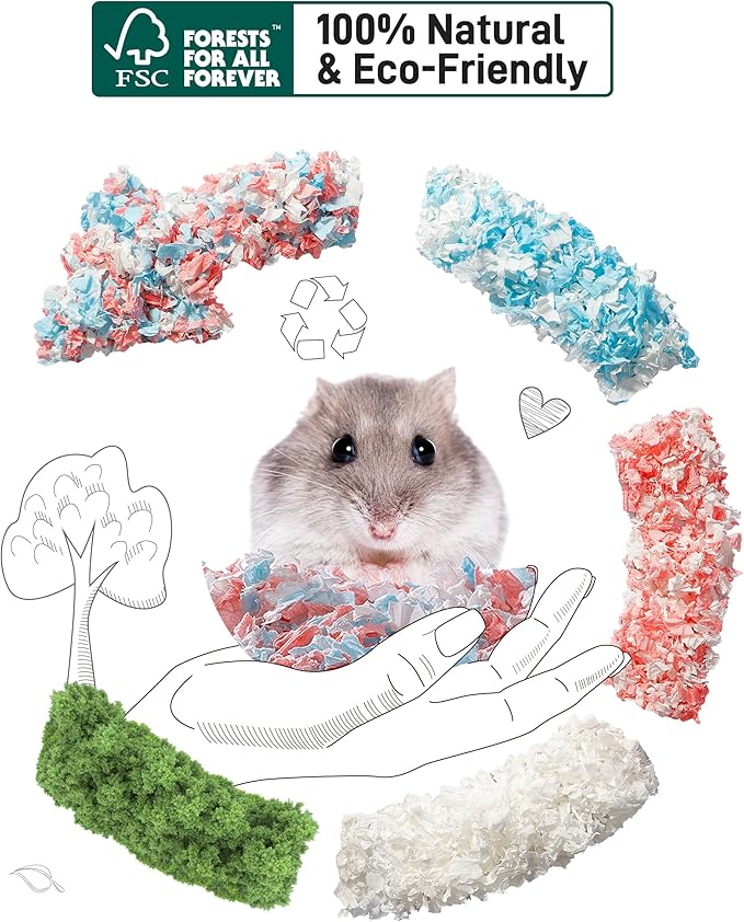 BUCATSTATE Hamster Bedding 50L, 99% Dust-Free Guinea Pig Bedding Odor Control Paper Bedding, Cozy Small Animal Bedding for Rabbit Rat Syrian Dwarf Hamsters Gerbils (Confetti)
