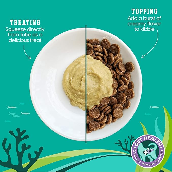 SeaMeal Squeeze Tuna Lickable Cat Treats with Seaweed for Skin & Coat - Wet Cat Treats with Digestive & Immune Health Support - Natural, Holistic, Grain Free (48 Squeezes)