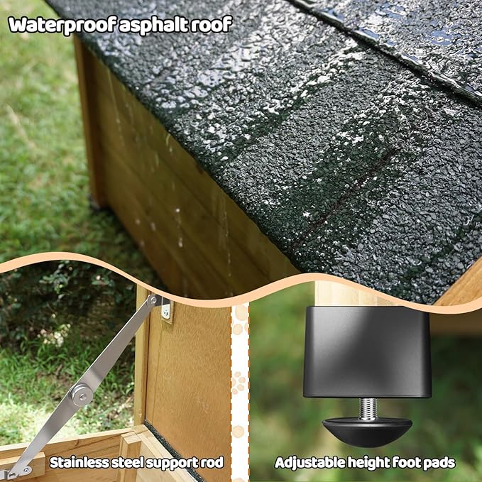 Cat House Weatherproof Roof Feral Kitty Shelter, Outdoor Indoor Wooden Pet Shelter for Bunnies,Cats,Dogs and Other Small Animals