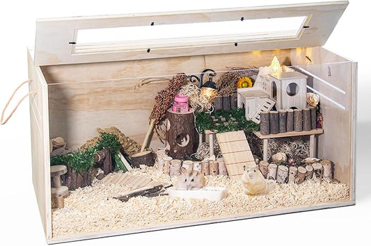 Pine Small Animals Houses&Habitats Chewproof, 32" Pine Guinea Pig Cage Hamster Cage for Small Animals (32" Medium, Normal)