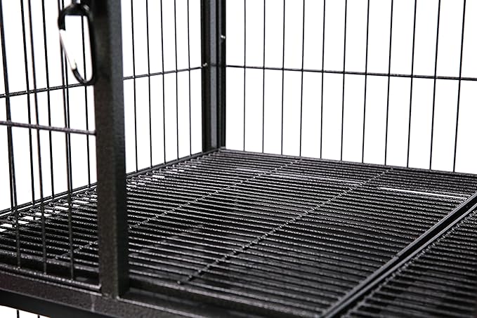 Homey Pet 31 Inch Stackable Heavy Duty Dog Crate Cage Kennel with Four Lockable Wheels, Removable Tray, Escape Proof Wire Drop Dog Crates for Small Dogs (Two Tiers)