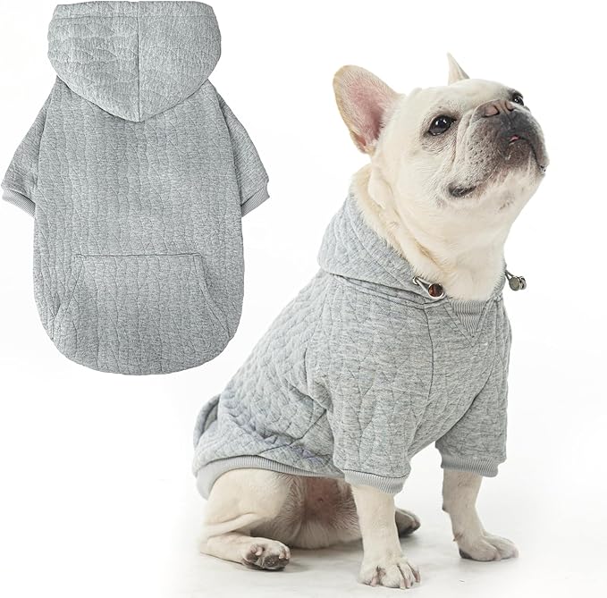 EXPAWLORER Textured Cable Knit Basic Dog Hoodie, Elevated Style Dog Sweater with Leash Hole and Pocket, Soft and Warm Pet Winter Coat, Cold Weather Clothes for Small Medium Large Dogs Cats,Grey XS