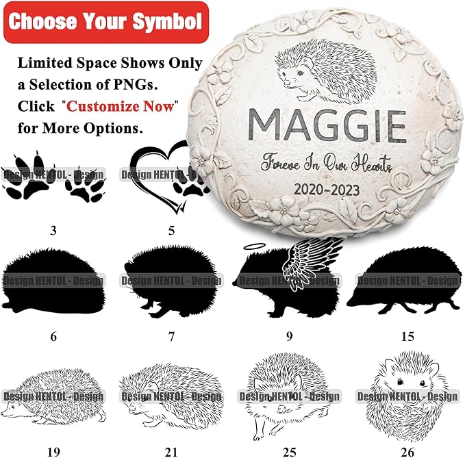 27 Personalized Hedgehog Memorial Stone Designs – Outdoor Weatherproof Pet Memorial Stones for Headstones, Tombstones, Gravestones, and Grave Markers – Memorial Gifts for the Loss of a Hedgehog